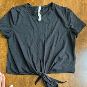 Black Tie-Front Women's Top